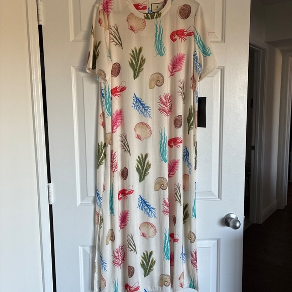 NWT Tuckernuck Bahama Botanical Collette seashell print maxi caftan XL - Picture 3 of 14